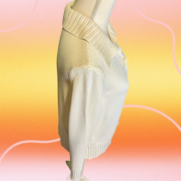 Talbot’s Cream Made in Italy Cotton-Blend Single-Button Collared Cardigan Size M - Picture 11 of 14